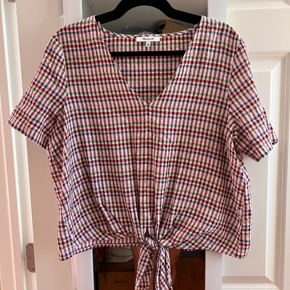 Madewell,  Tie-Front shirt, size large, excellent used condition.